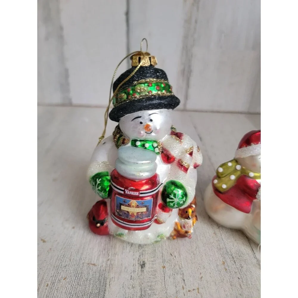 Snowman AS IS blown glass ornament Xmas Yankee Candle‎ igloo